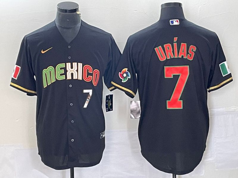 Men 2023 World Cub Mexico #7 Urias Black Nike MLB Jersey style 91843